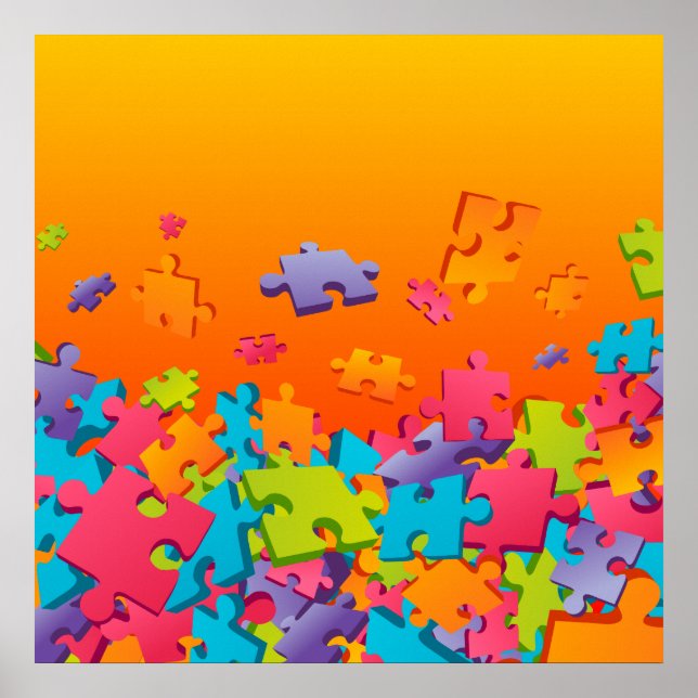 Affiche Motif de puzzle animé (Devant)