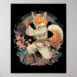 Affiche Motif de renard de karaté Taekwondo Jiu-jitsu Mma