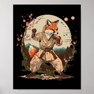 Affiche Motif de renard de karaté Taekwondo Jiu-jitsu Mma