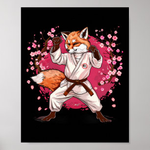 Affiche Motif de renard de karaté Taekwondo Jiu-jitsu Mma