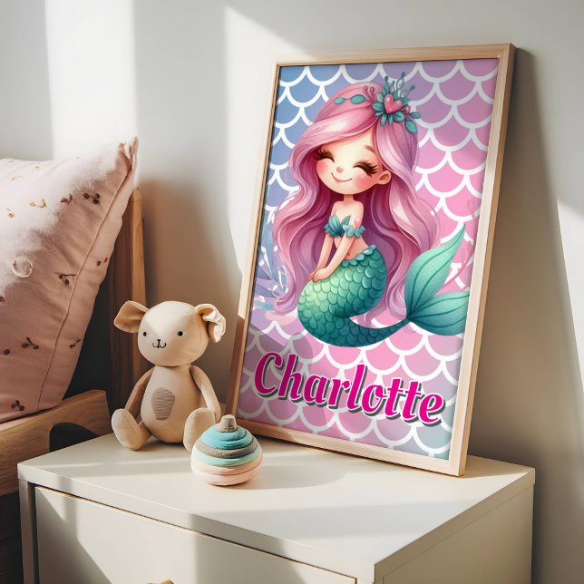 Affiche Motif de sirène nom personnalisé  (Créateur téléchargé)