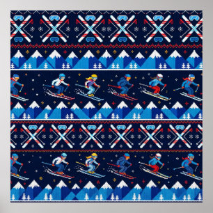 Affiche Motif de ski de Noël laid pour les Fêtes