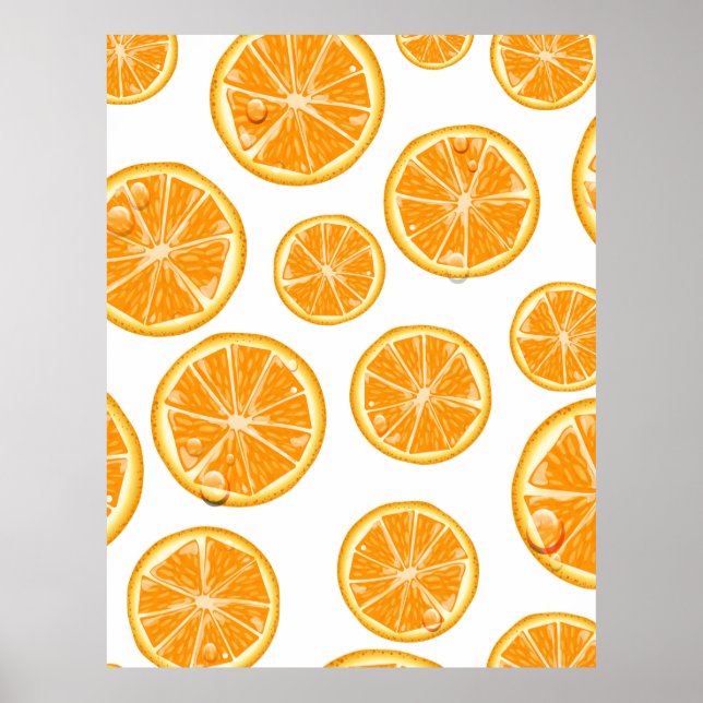 Affiche Motif de style vintage de tranches d'orange. (Devant)