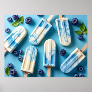 Affiche Motif de sucette glacée à la crème glacée aux baie