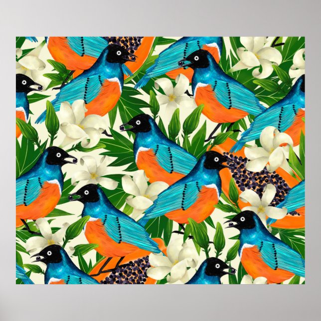 Affiche Motif de surface avec des fruits à la papaye, feui (Devant)