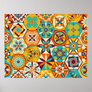 Affiche motif de surface composée patchwork vintage. Décor