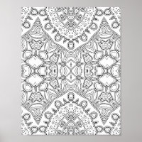 Motif de symétrie ornementale - Mandala à colorier
