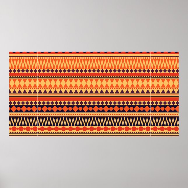 Affiche Motif de texture tribale vintage et transparente.  (Devant)