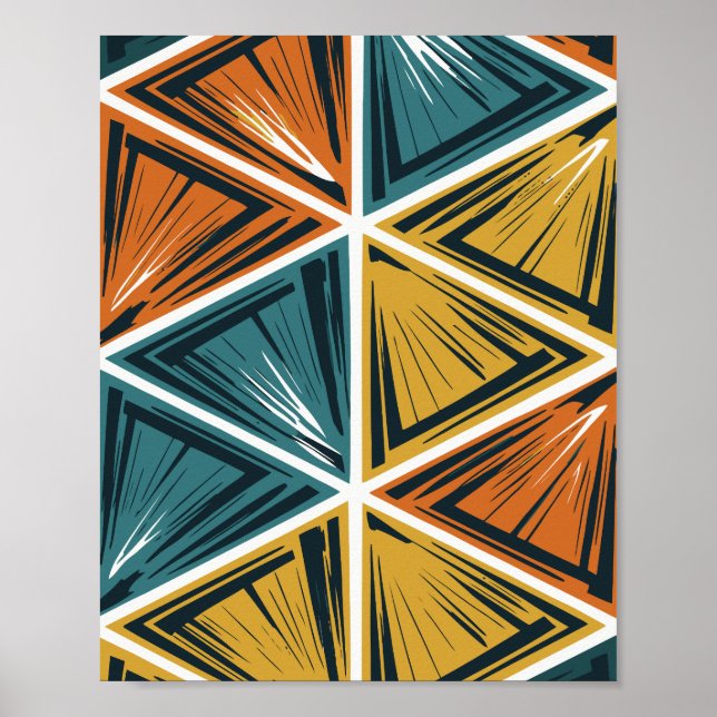 Affiche Motif de triangles géométriques dynamiques (Devant)
