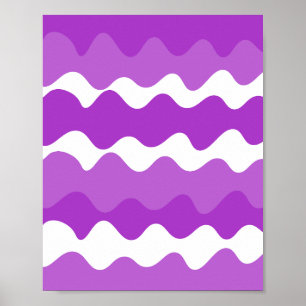 Affiche Motif de vagues horizontales violet et blanc