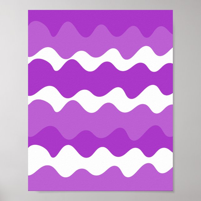 Affiche Motif de vagues horizontales violet et blanc (Devant)
