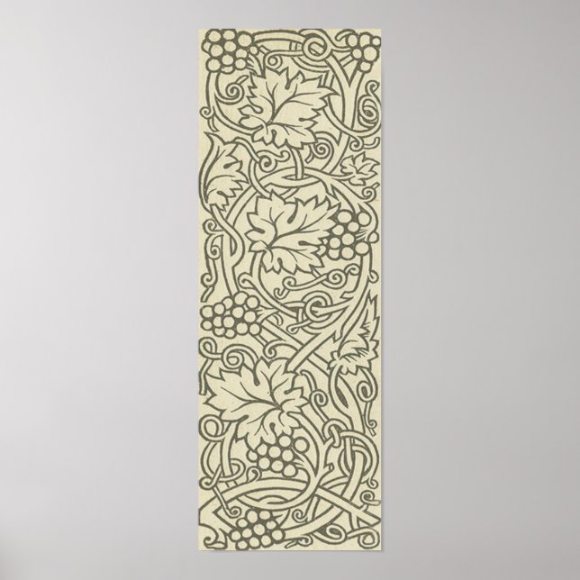 Affiche Motif de vigne de raisin gris vert de William Morr (Devant)
