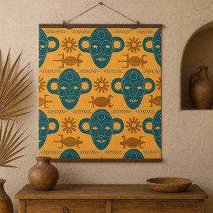 Affiche Motif de visage ethnique africain Masque tribal