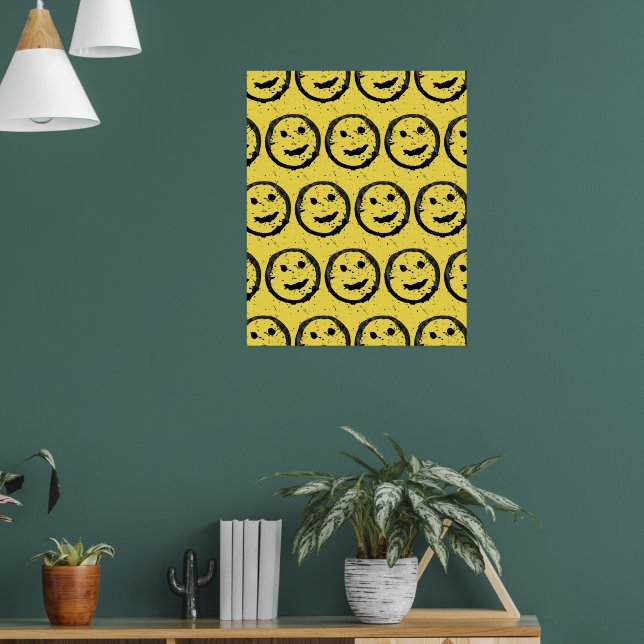 Affiche Motif de visage jaune heureux souriant taché cool (Salon 1)