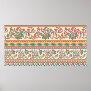 Affiche Motif décoratif sans couture de bordures avec fleu