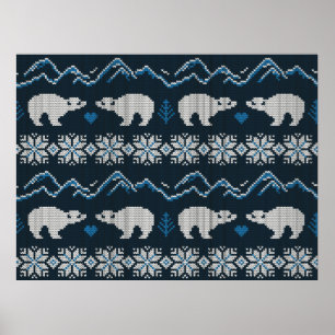 Affiche Motif décoratif sans couture vintage hiver tricoté