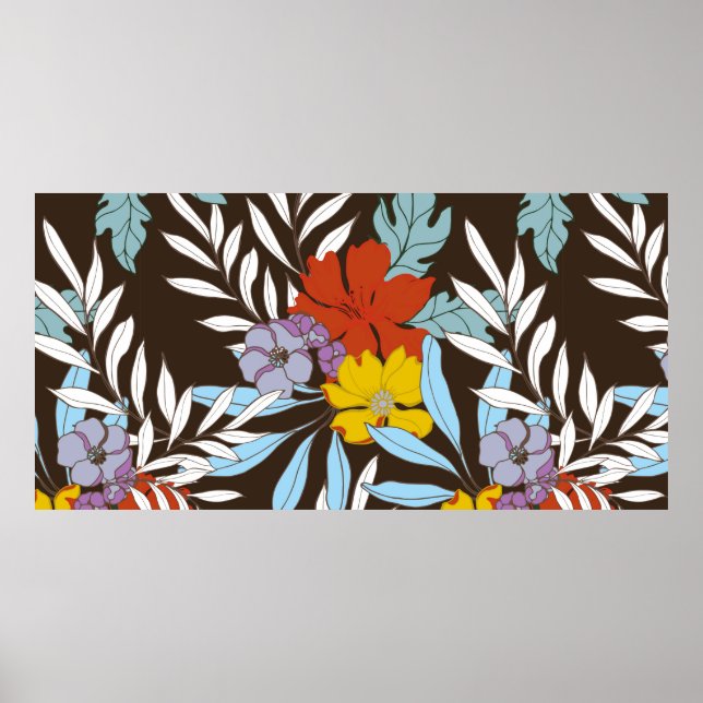 Affiche Motif d'élégance abstraite avec fond floral. (Devant)