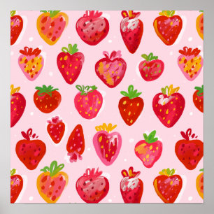Affiche Motif Délice de Fraises