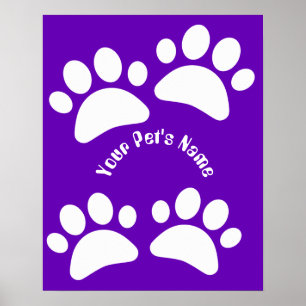 Affiche Motif d'empreinte de patte de chien personnalisé a