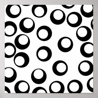 Affiche Motif des cercles rétro noirs et blancs.