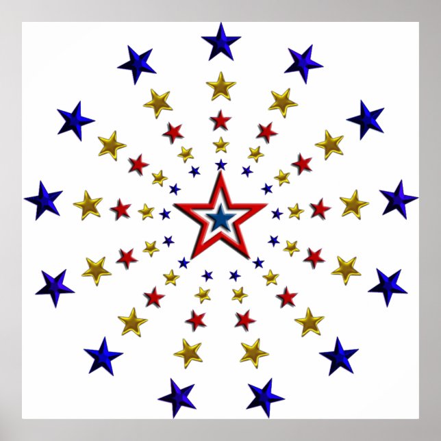 Affiche Motif des étoiles patriotiques (Devant)