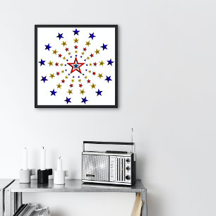 Affiche Motif des Étoiles Patriotiques Petit