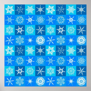 Affiche Motif des flocons bleus