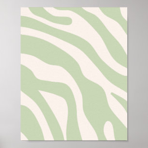 Affiche Motif des lignes Pastel Green Retro