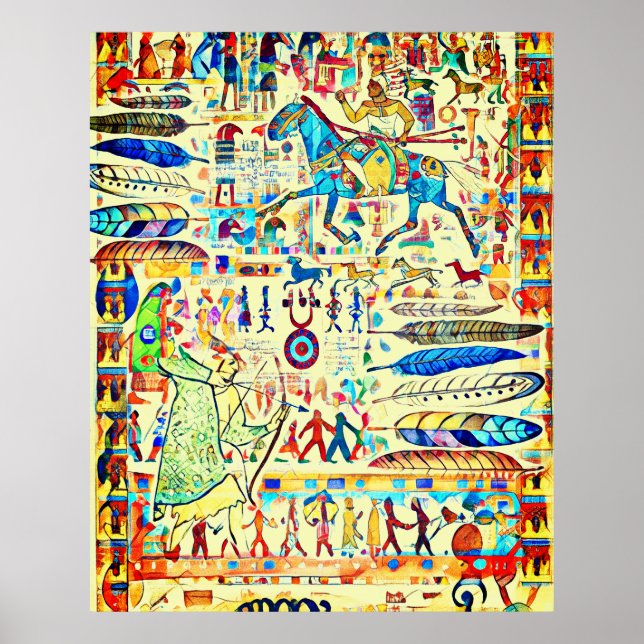 Affiche Motif des plumes et des guerriers (Devant)