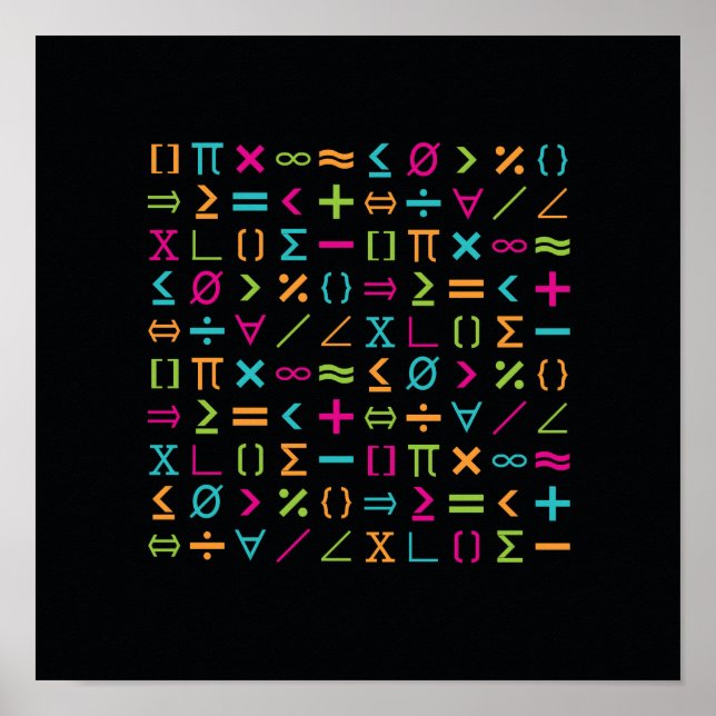 Affiche Motif des signes et symboles mathématiques moderne (Devant)