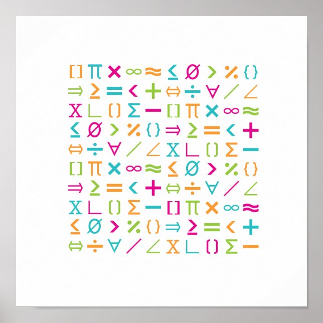 Affiche Motif des signes et symboles mathématiques moderne (Devant)