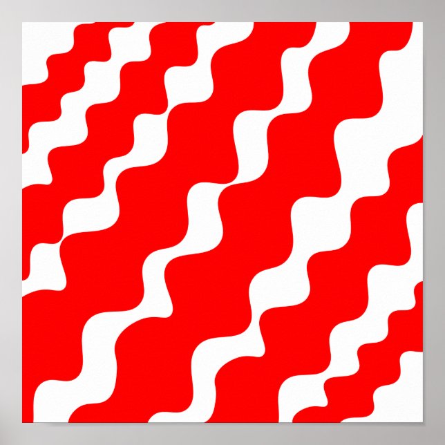 Affiche Motif des vagues blanches et rouges (Devant)