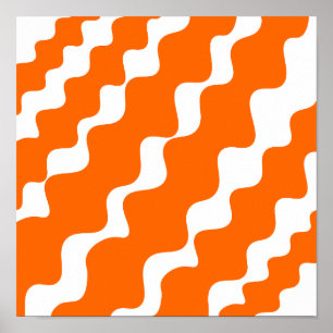 Affiche Motif des vagues inclinées orange et blanche