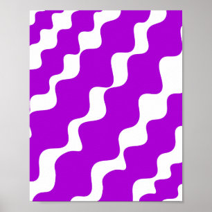 Affiche Motif des vagues inclinées violettes et blanches
