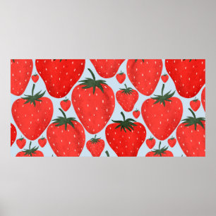 Affiche Motif d'été avec fraises isolées à la lumière