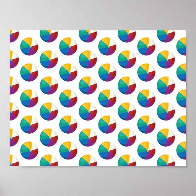 Affiche Motif d'été du Beach Ball coloré (Devant)
