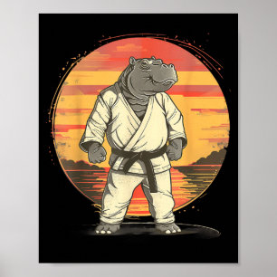Affiche Motif d'hippopotame Karaté Taekwondo Jiu-Jitsu MMA