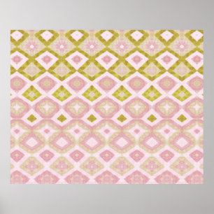 Affiche Motif diamant géométrique en rose et vert olive
