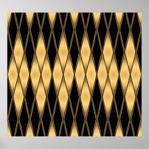 Affiche Motif diamant : motif élégant noir or.
