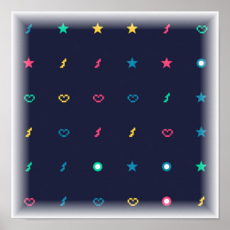 Affiche Motif d'icônes de mise à niveau - Art de jeu vidéo