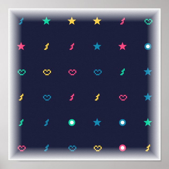Affiche Motif d'icônes de mise à niveau - Art de jeu vidéo (Devant)
