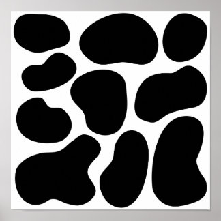 Affiche Motif d'impression de vache noire et blanche.