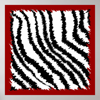 Affiche Motif d'impression noir Zèbre sur rouge profond.