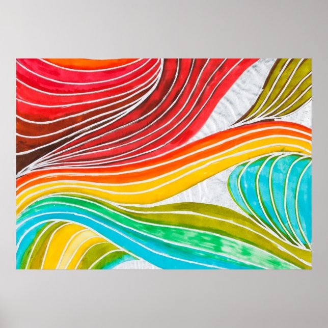 Affiche Motif D'Ondes Dessiné Par Peintures D'Aquarelle (Devant)