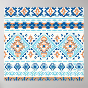 Affiche Motif d'ornement de tapis de tribu indienne