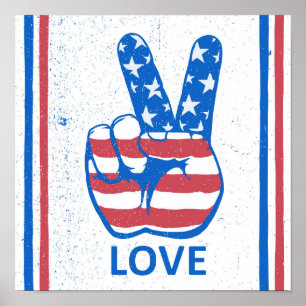 Affiche Motif du drapeau américain de la paix