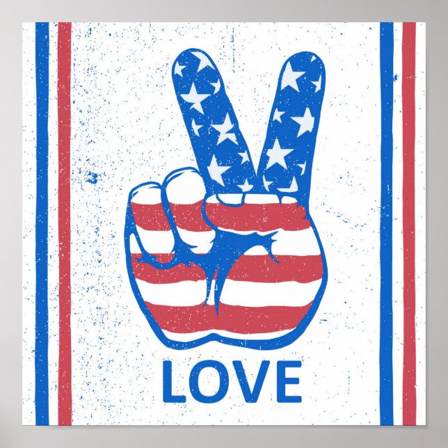 Affiche Motif du drapeau américain de la paix (Devant)