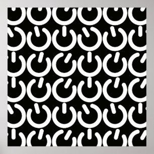 Affiche Motif du symbole de puissance noir et blanc