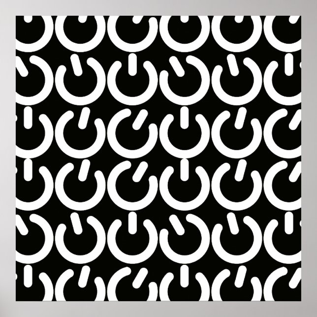 Affiche Motif du symbole de puissance noir et blanc (Devant)