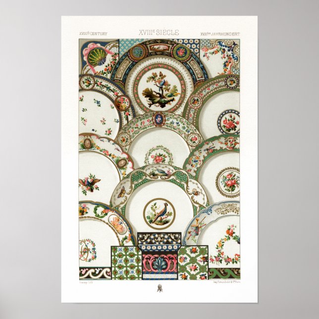 Affiche motif du XVIIIe siècle par Albert Racinet (Devant)